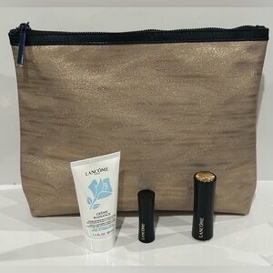 Lancome Clutch bag Skincare and Makeup Set with Blush rouge and cleanser NEW